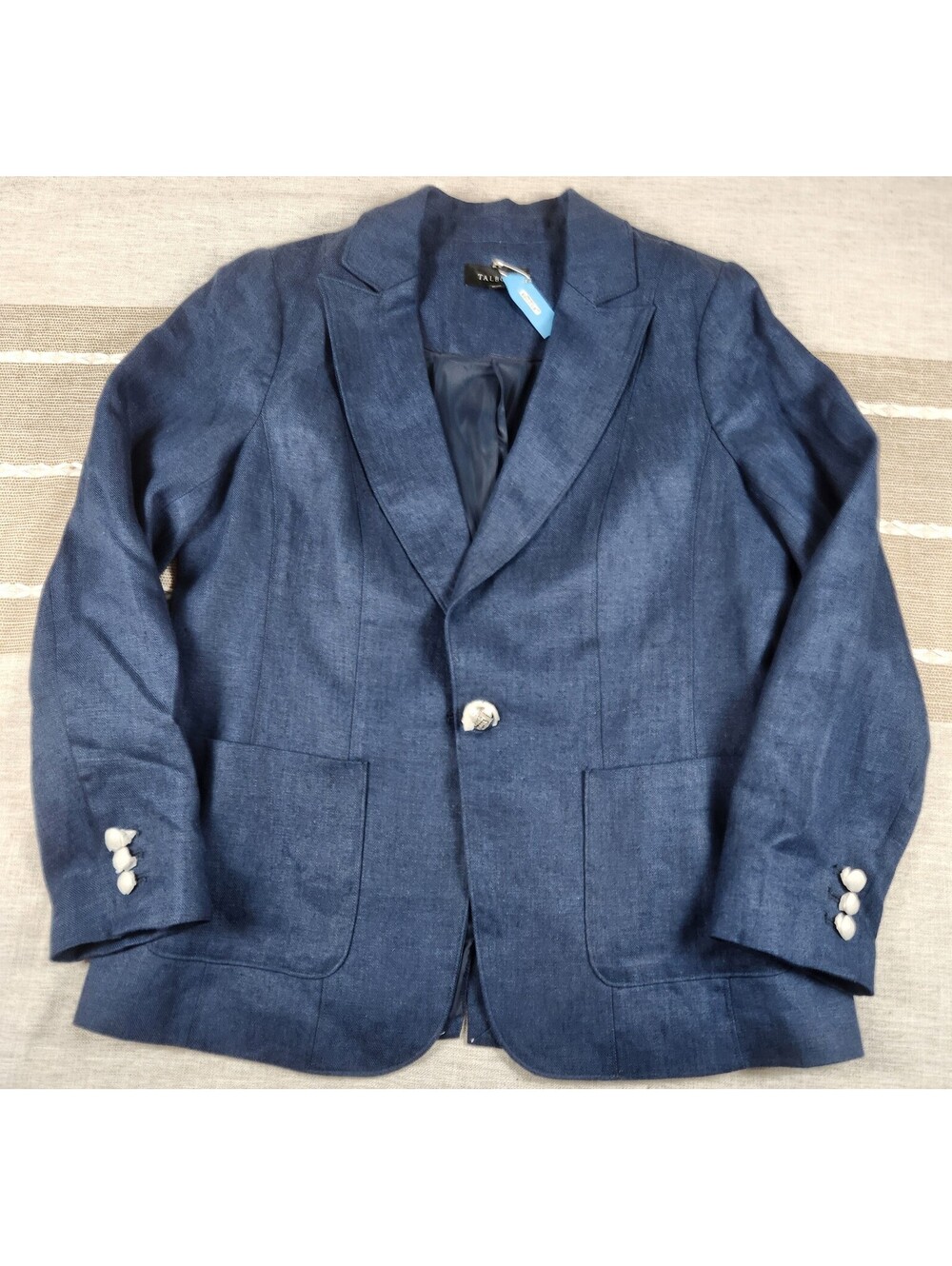 Talbots Women’s Blue Shawl Lapel Single Button Blazer Business Size 12 NWOT